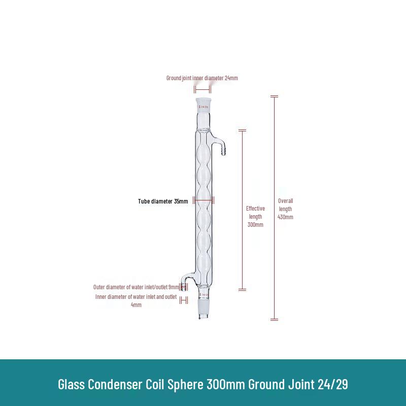 Spherical Glass Condenser Tube with 24/29 Ground Joint