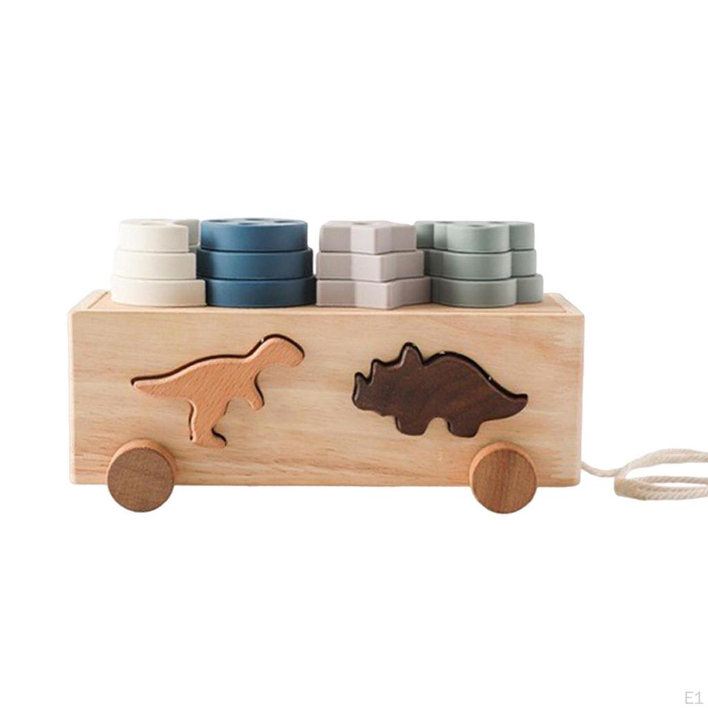 Shape Sorting Toy Wooden Educational Stacker Matching Building Car Puzzle Wood Construction Enhances