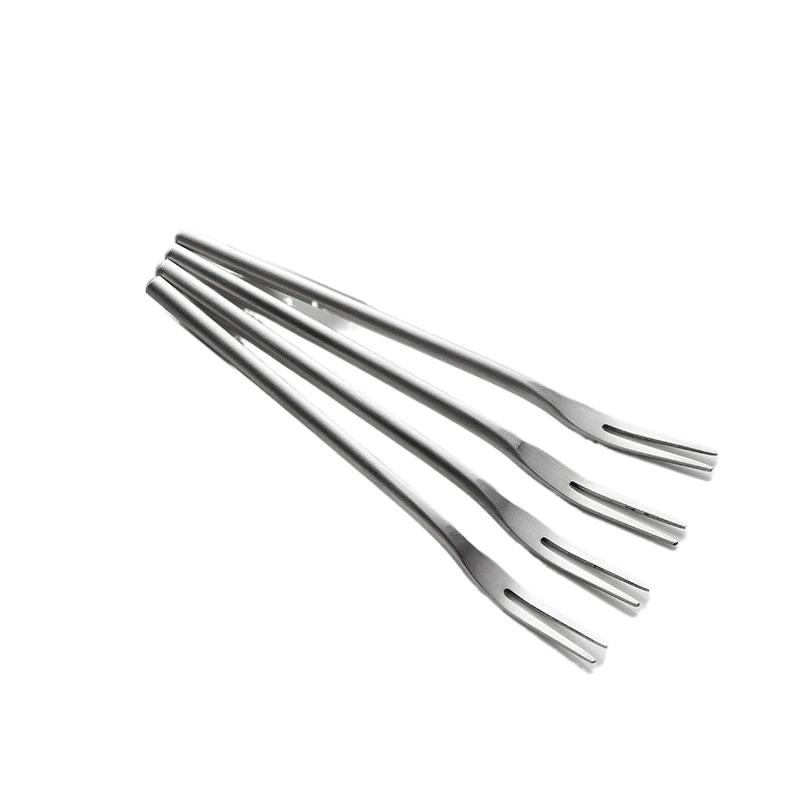 304 Stainless Steel Fruit Fork Solid Round Stick Small Fork High Appearance Level Household Long Handle Fruit Cake Dessert Fork