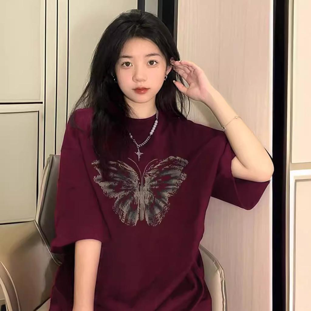American retro t-shirt women's pure cotton short-sleeved summer new chic loose half-sleeved t-shirt chic top trendy