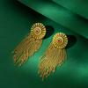 Retro Rhinestone Flower Pendant Tassel Earrings with 925 Silver Needles