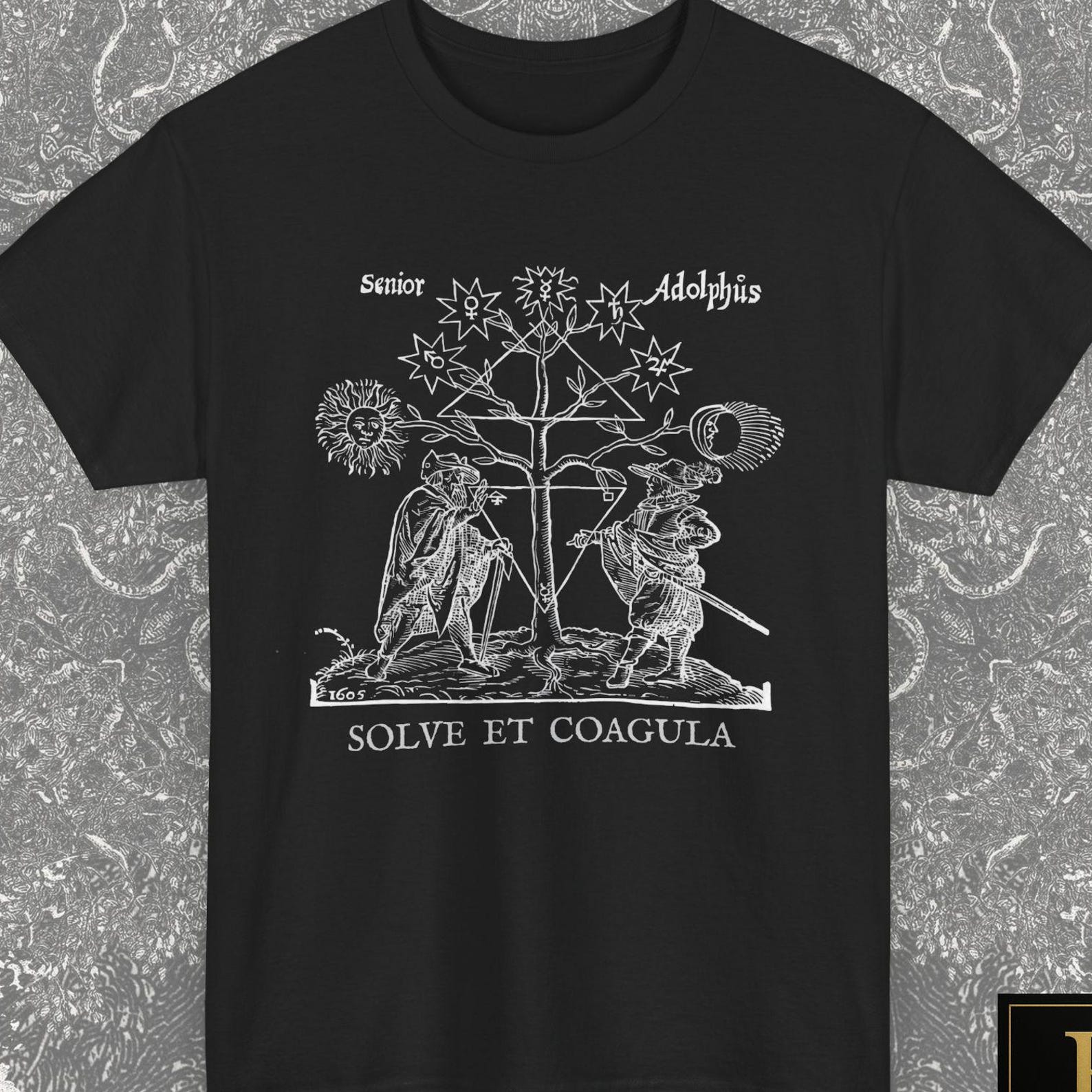 Solve et Coagula Shirt, Alchemical Tree of Life Tee, Hermetic Occult Clothing Symbolism T Shirt, Light Design Text Above S