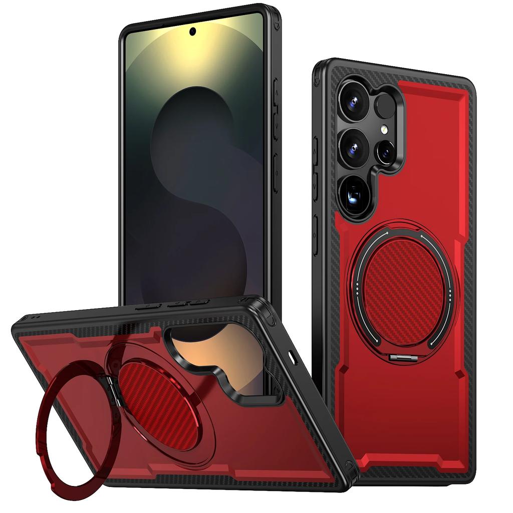 Armor Magnetic Case For Samsung Galaxy S25 Ultra Edge S24 FE S23 Plus S22 S21 Pressure Relief 360° Rotating Bracket Phone Cover
