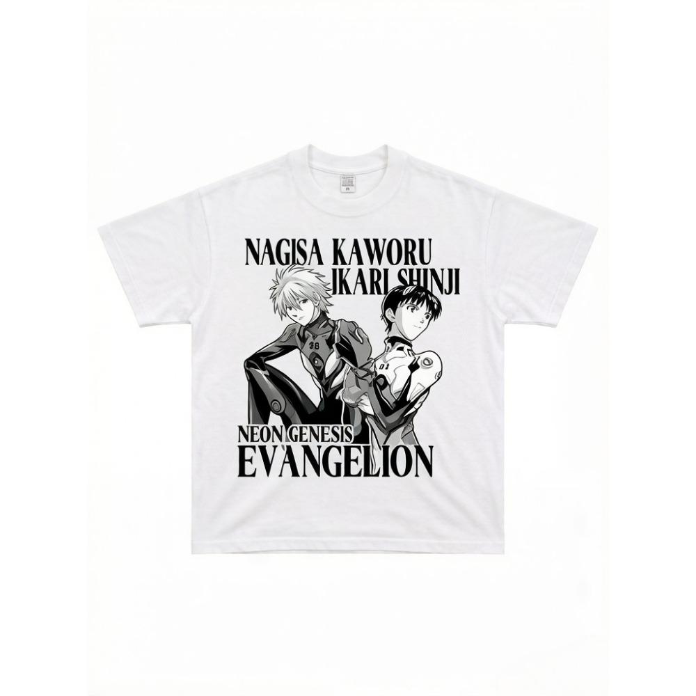 Gassky Nagasaki Shizuka Tsuneko Eva Printed T-Shirt Street Anime Dual Short Sleeve Boys and Girls Family Clothing