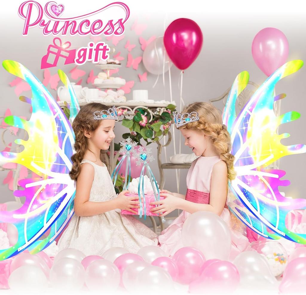 Angel Elf Fairy Cosplay Princess Battery Electric Light Butterfly Wings that Move with Toys for Girls [Toileeu] Wings, Wings, Wings, Kids, Set, DIY,