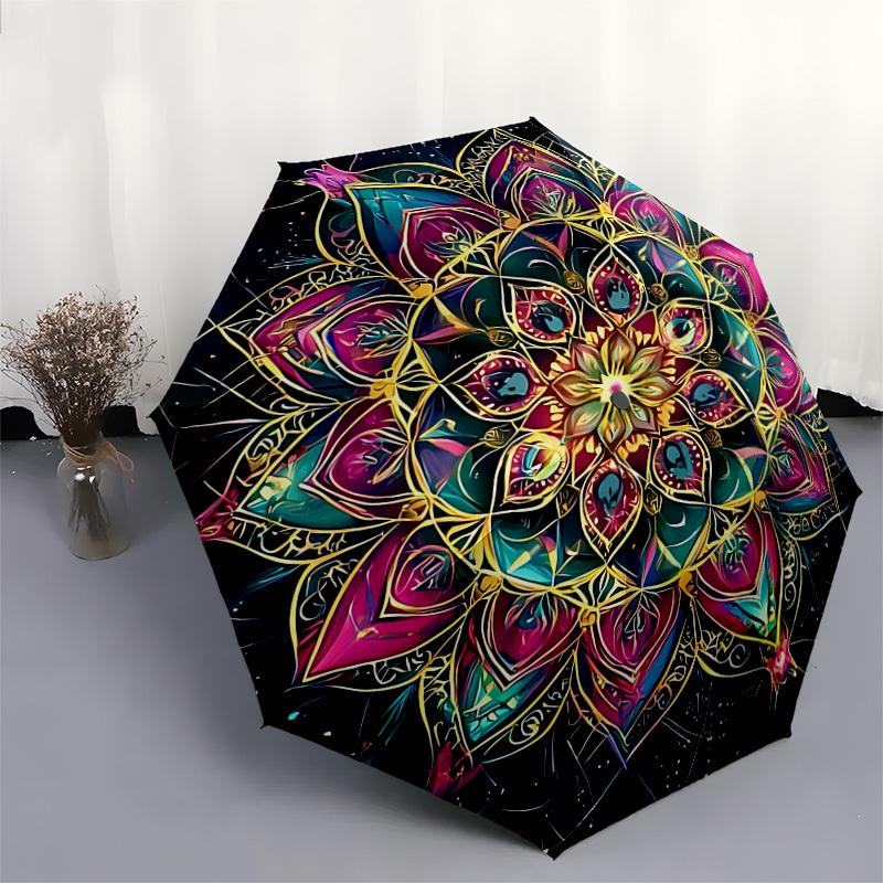 1pc Mandala Art Automatic Umbrella Durable Iron Frame & Plastic Handle, Gift for Men & Women, Sturdy Construction yy250905107