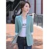 K-style Spring/Summer New Arrival Fashion Commuter Ol Thin Suit Collar One Button Five-Quarter Sleeve Small Business Suit Coat Easiest for Match Women