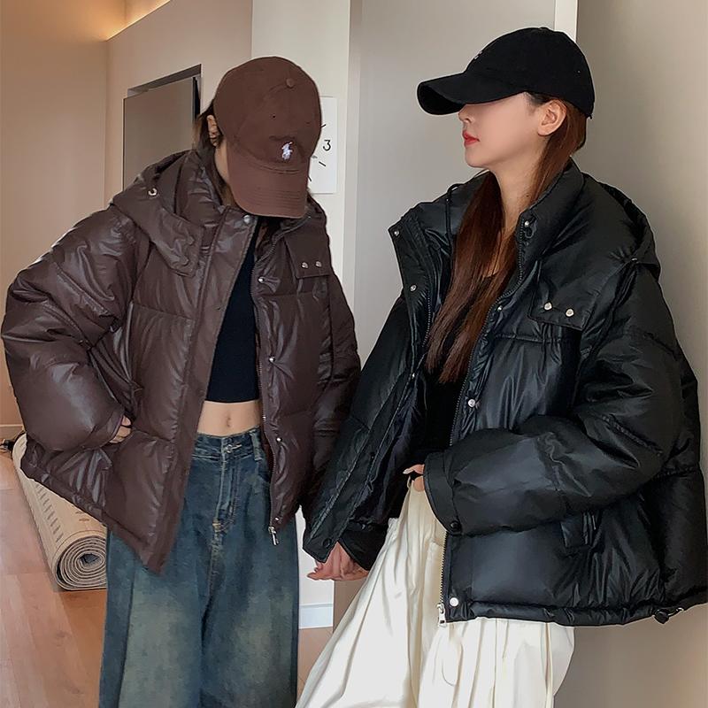 Haine de iarnă cu puf din bumbac Noua versiune coreeană pentru femei Haine din piele în stil leneș Haine largi și subțiri Mici, îngroșate, din bumbac, la modă