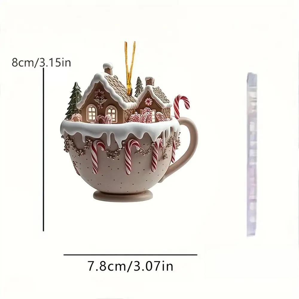 Christmas Coffee Cup Ornaments Coffee Mug Decorative Tree Hanging 2025 Xmas Navidad 2026 New Year Easter Bunny Party Supplies