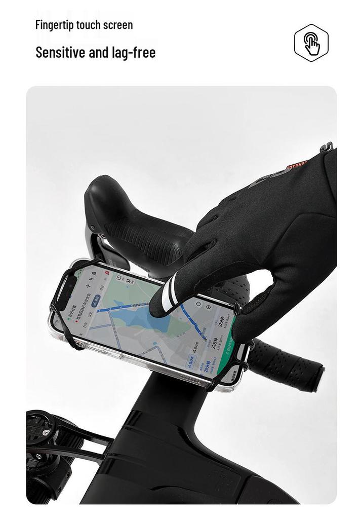 Touchscreen Non-Slip Full Finger Cycling Gloves for Men & Women - Warm, Velvet-Lined for Autumn/Winter, Ideal for Road & Mountain Biking
