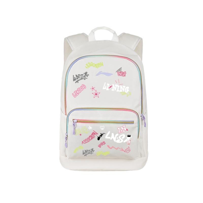 Li Ning Polyester Backpack Regular Women s White & Purple YBSU253-1A13