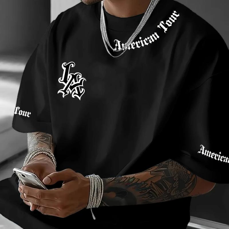 The 2026 summer new men s T-shirt, letter-printed casual graphic round-neck T-shirt, short-sleeved sports women s T-shirt, suita S