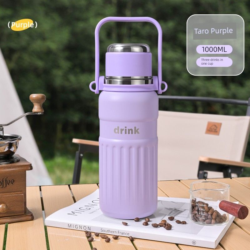 Huquan Outdoor Large Capacity Vacuum Cup 316 Stainless Steel Straw Cup for Male and Female Students Portable Travel Cup Good-looking