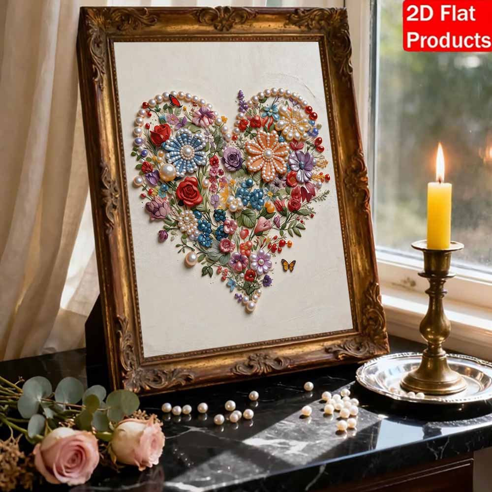 Frameless Love Pearl Painting Kit 30x40cm Floral DIY Pearl Art Elegant Gem Art for Home Wall Decoration Perfect for Living Room & Bedroom
