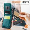 For iPhone 17 Pro Max Leather Back Cover JEEHOOD J06 Magnetic Phone Case with Card Bag RFID Blocking