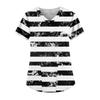 Women's Fashion V-Neck Short Sleeve With Pocket Halloween Printed T-Shirt Top