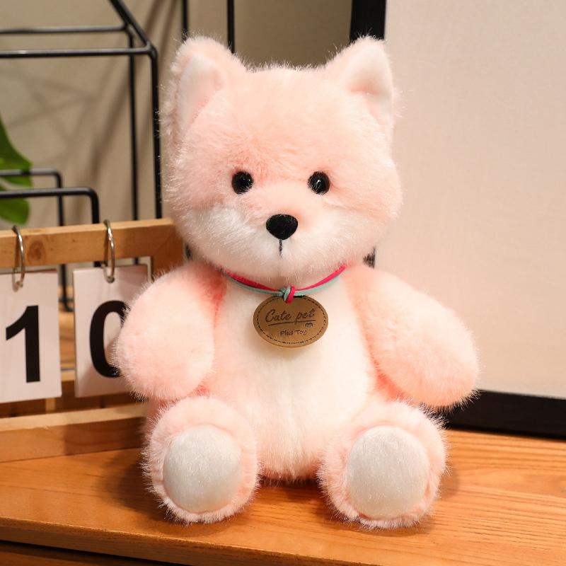 25cm Kawaii Soft Texture Medal Fox Plush Doll Pillow Cartoon Cute Sitting Pink Orange Fox Plush Toy Home Decoration Perfect Gift Designed For Little about 25cm