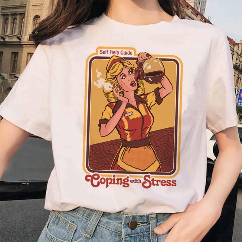 Lets Summon Demons Aesthetics T Shirt Unisex Summer Casual Harajuku Cartoon Print Satan Short Sleeve Tops Camiseta Streetwear