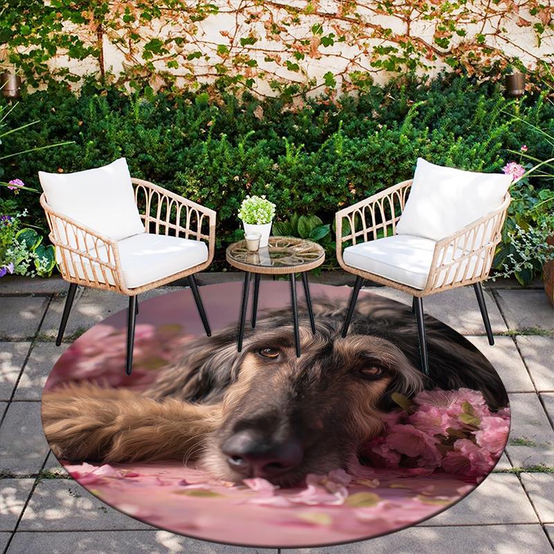 Afghan Hound Pattern Round rug,Carpet Rug for Living Room Bedroom Playroom ,Non-slip Floor Mat,Holiday Gifts and Birthday Gifts.