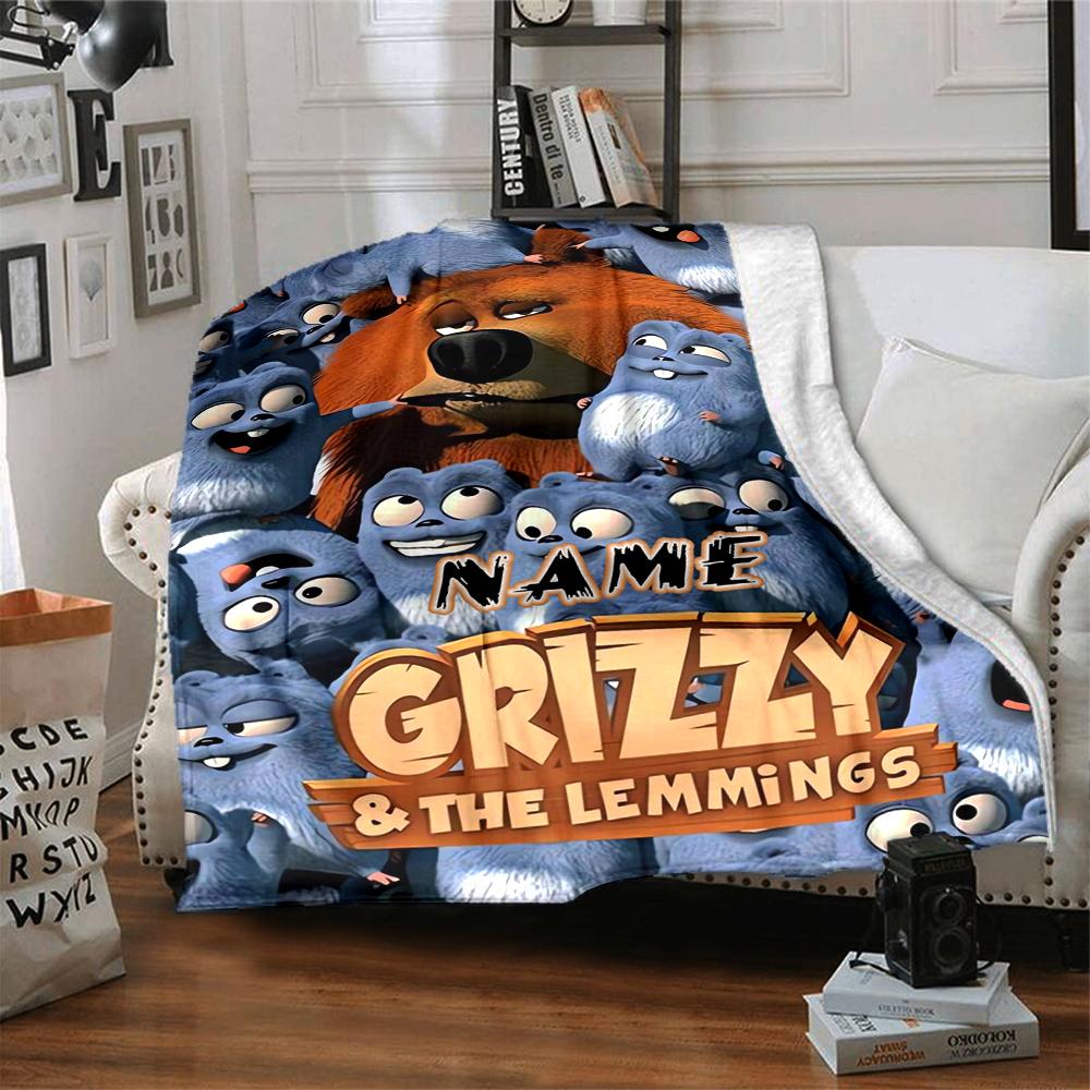 Custom 1pc Grizzly Lemmings Adventure Blanket, Soft And Comfortable Blanket, Casual Warm, Camping Travel Blanket, Birthday Gift Q91269