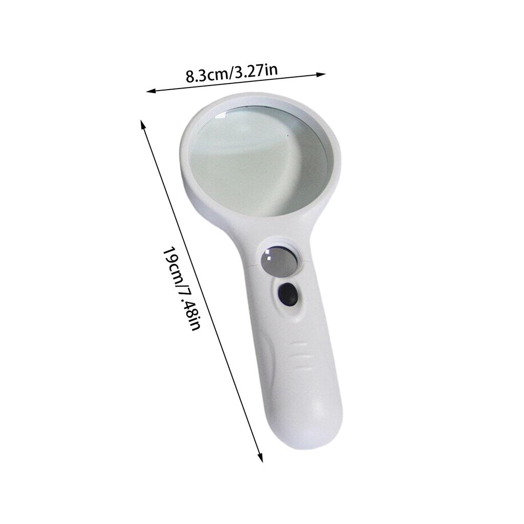 White Magnifying Glass Handheld Main Lens 3X Secondary 45X Magnifier With Led Light For Reading Magnifying Glass Jewelry Loupe