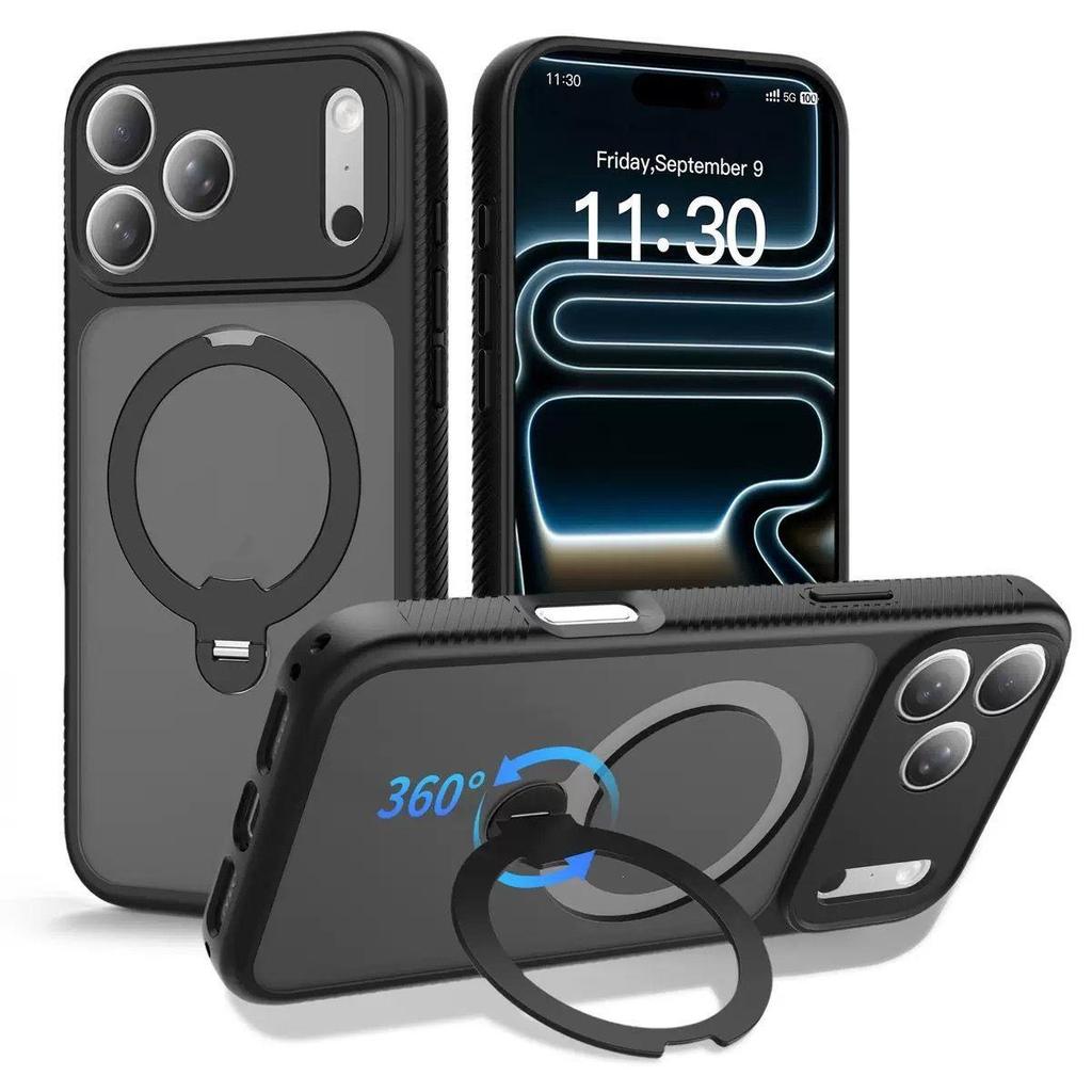 Apple Magnetic Rotating Racing Phone Case 17 Pro Max Anti-fall with Bracket Assembly