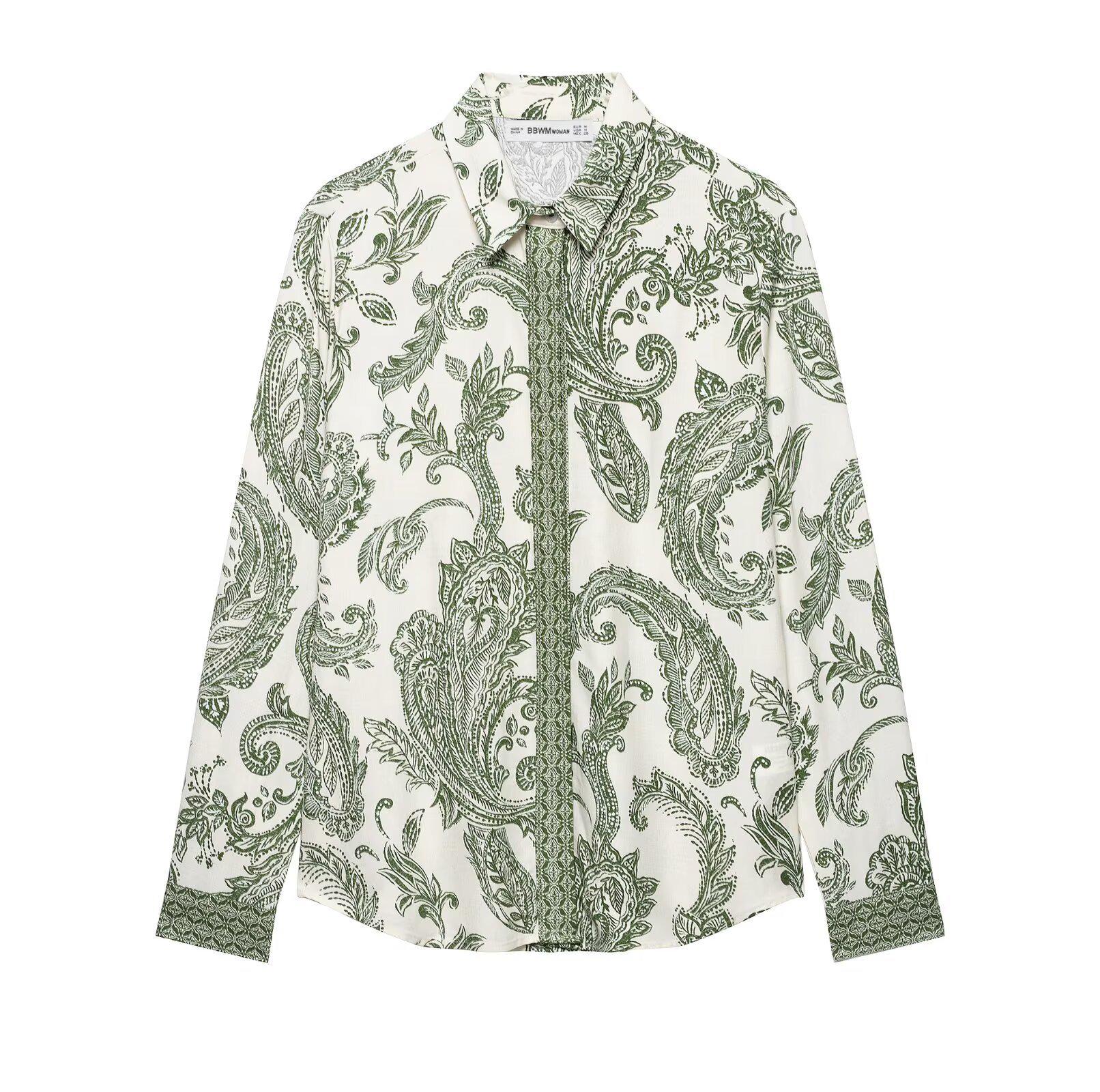 Spring Casual Fashion Printed Long Sleeve Shirt & Suit Large