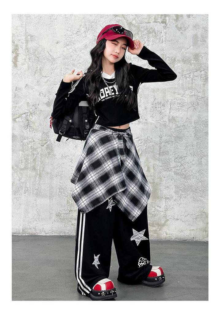 Trendy Street Style Outfit Set for Girls - Jazz Performance & Practice Wear for Spring & Autumn