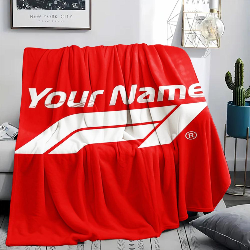 1PC F1 Gear Custom Name Patterned Flannel Blanket Suitable For All Seasons For Home Decor Warmth And Comfort Gifts Holiday Present
