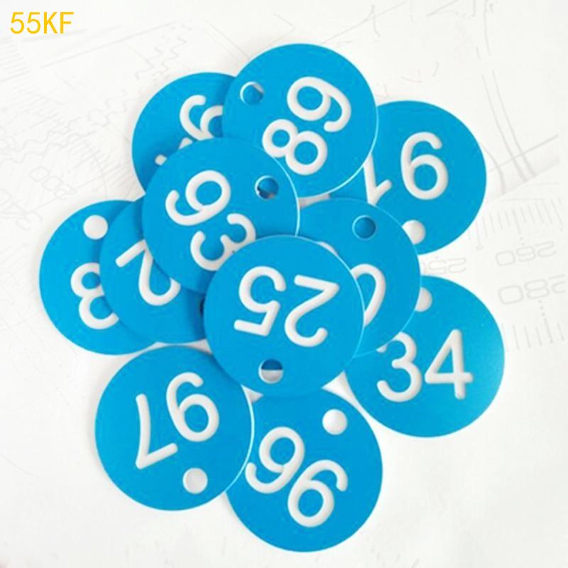 55KF Nummernanhänger 1-100 mit Loch Beschriftungsanhänger für Schlüssel von Wohnheimschränken
