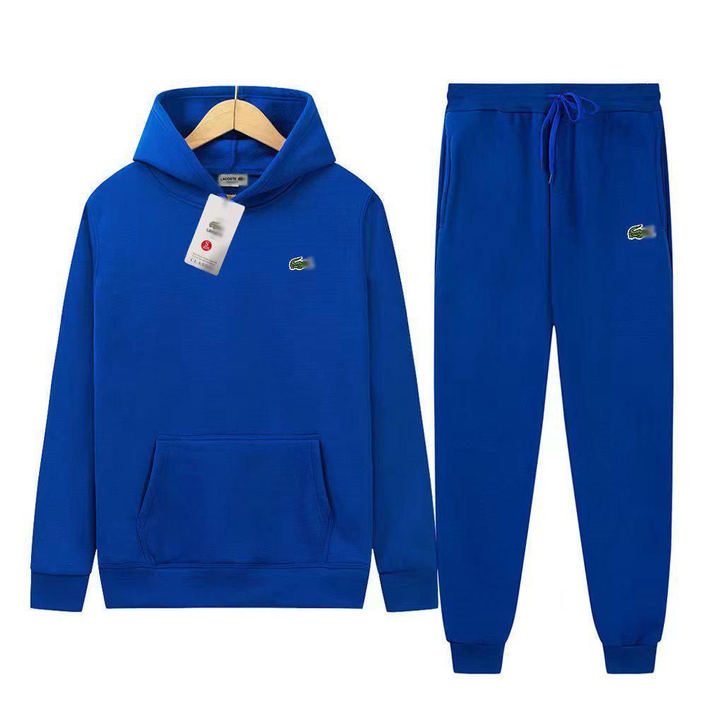 Bluza z kapturem i spodnie dresowe Unisex z haftowanym logo krokodyla - Modny strój casualowy