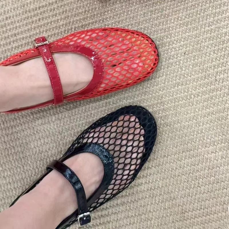 

Круглый носок рыбацкая сетка сетка полые балетки женские весенне-летние ремешок с надписью Мэри Джейн одинарная обувь сандалии 41 чёрный