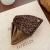 Leopard Print Triangular Hair Clip: High-End Retro Leather & Fabric Hair Accessory for Women