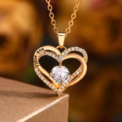 Vnox Herzkette für Damen, Geburtsstein Herz Ich liebe dich Schmuck Halsketten für Mutter Freundin Ehefrau, Muttertagsgeschenk