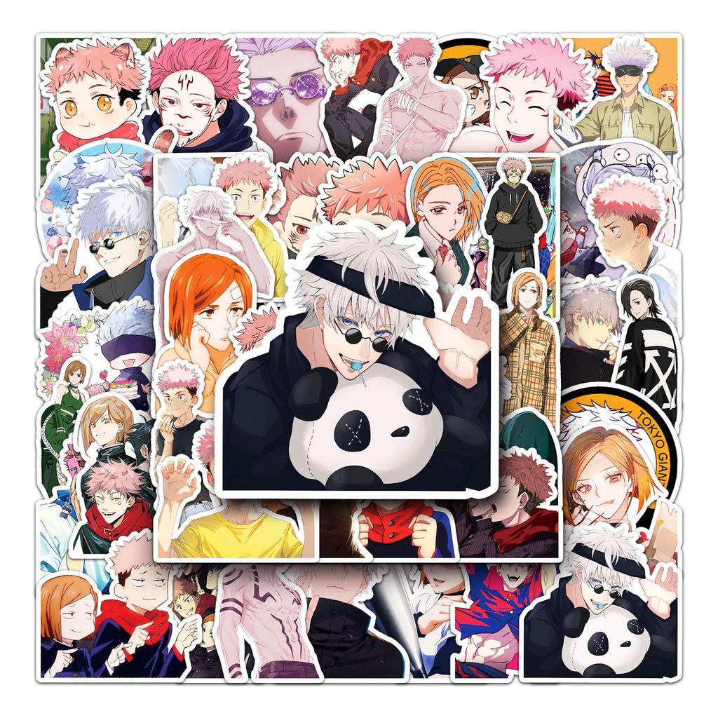 50 Jujutsu Kaisen Anime Graffiti Aufkleber für Koffer, Kühlschrank, Auto und Laptop
