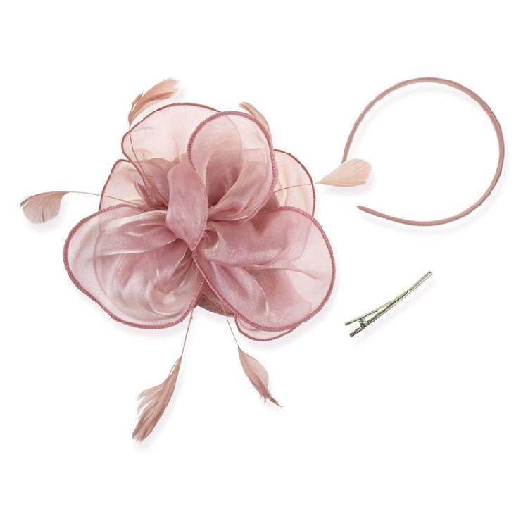 Elegant Feather Organza Fascinator Hair Hoop Church Dress Up Wedding Headpiece