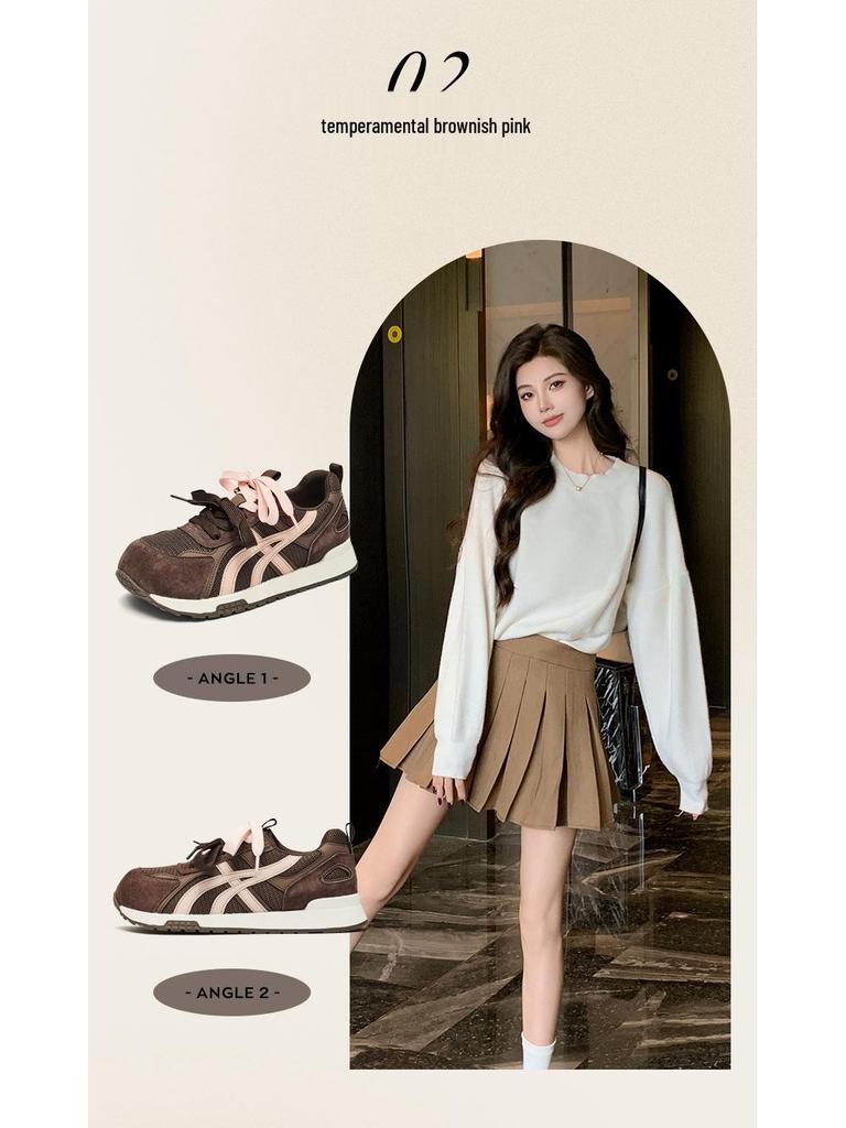 Augusdon 2025 Women's Retro White Ballet Sneakers