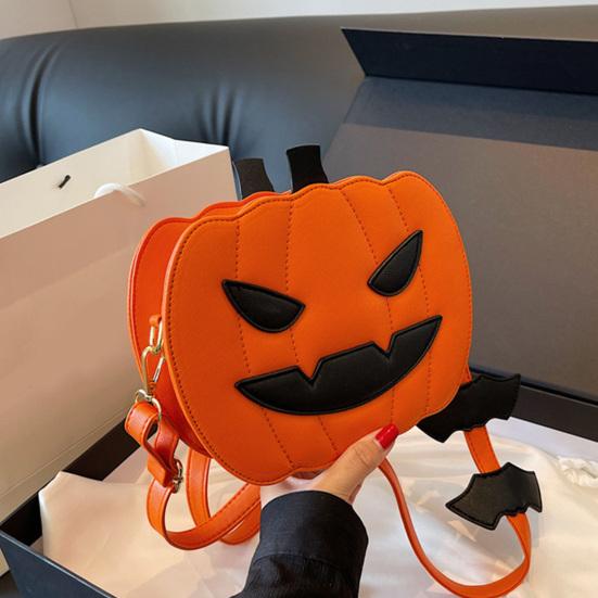 Cosplay Costume Accessory Cute Pumpkin Crossbody Bag, Halloween Trick or Treat Fashionable Novelty Bag Lightweight Purse with Adjustable Strap