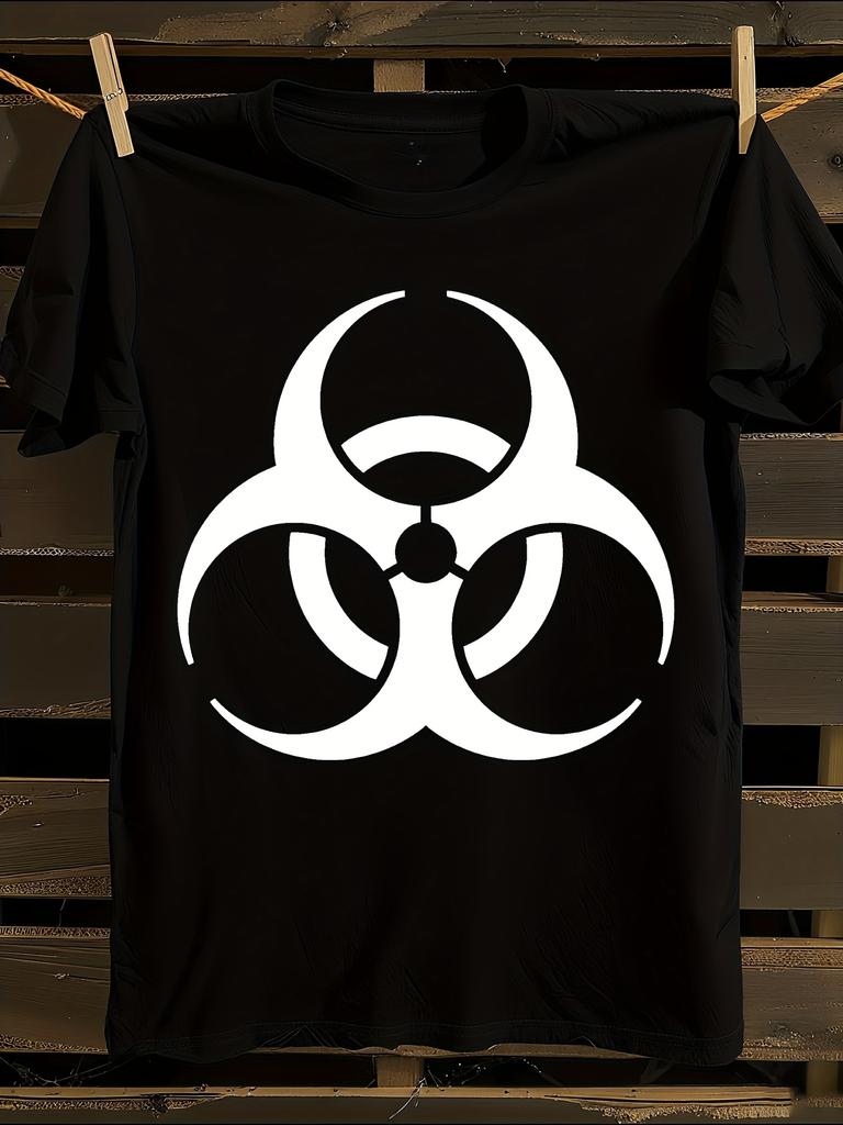 Biohazard Symbol T-Shirt Mens Tshirt Womens Tshirts with Letters Print Short Sleeves T-Shirt Casual Street Tee Shirt Top