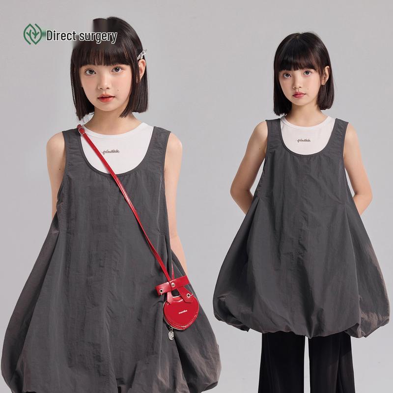 Girls Summer Two-Piece Vest Dress Set 160