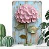 Vintage Blue Hydrangea Iron Wall Art Rustic Metal Sign Home Office Decor