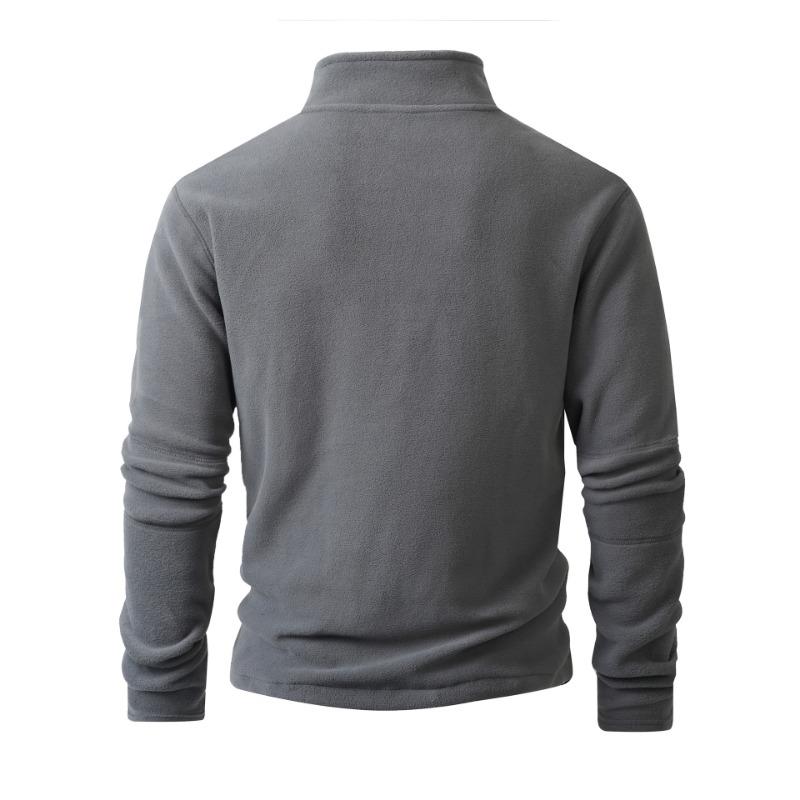 Men S Fleece Half Zip Solid Color Stand Collar Sweatshirt