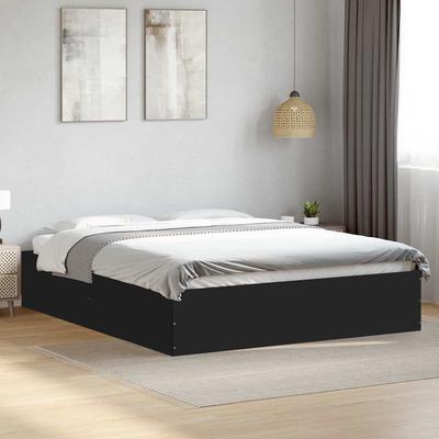 Vidaxl Bed Frame, Black, 150X200 Cm, Wood-Based Material