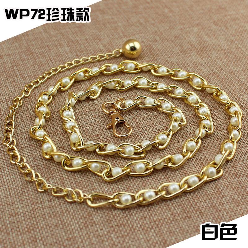Women'S Spring And Summer Dress Decorative Pearl Belt Metal Hook Thin Waist Chain Multi-Color Optional