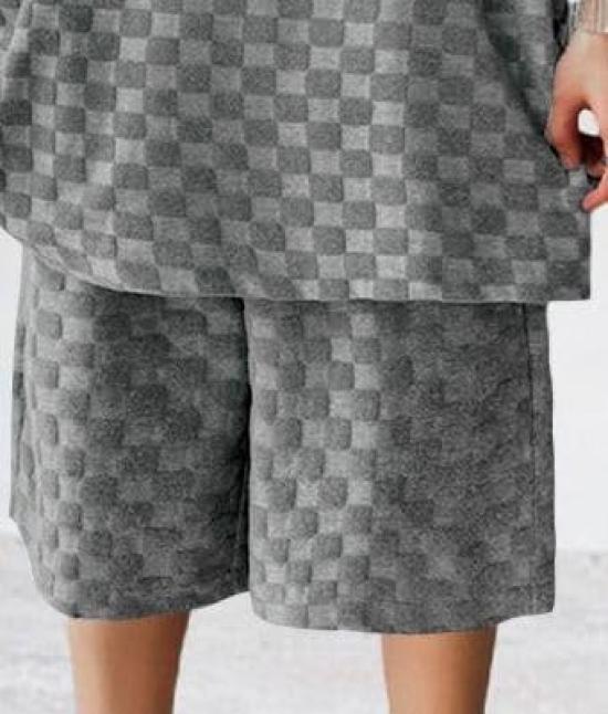 Stilvolles Set Oberteil und kurze lässige Crew Hüft-Crew grau grau [Aspersio] oben, unten, Ärmel, Shorts, B-Stil, Jersey, Kleidung, Herren-Training, T-Shirt,