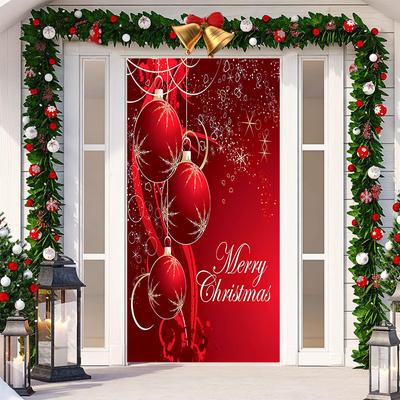 Christmas Door Stickers Hanger Banner Decor Background Cloth Merry Christmas Door Decoration for Home Party
