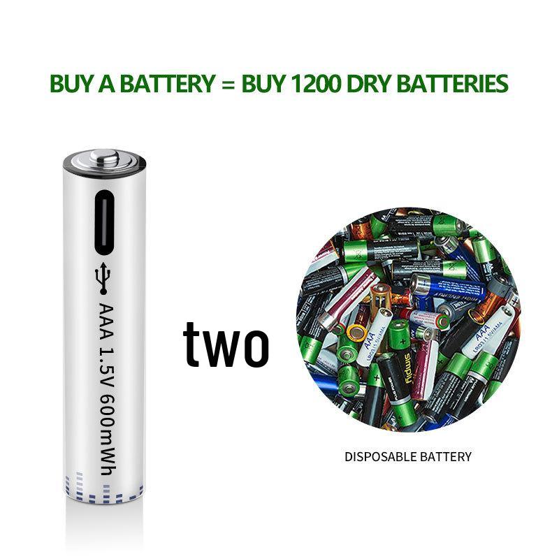 1.5V AAA7 High-Capacity Rechargeable Lithium Battery with USB Charging for Remote Control Toys