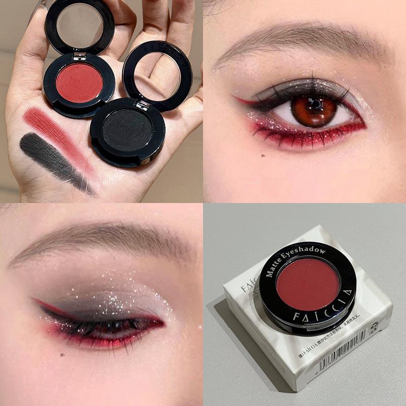 Zwart en Rood Combinatie Oogschaduw Set Punk Goth Smoke Mat Wit en Blauw Oogschaduw Set Oogmake-up Cosmetica 2 stuks/set