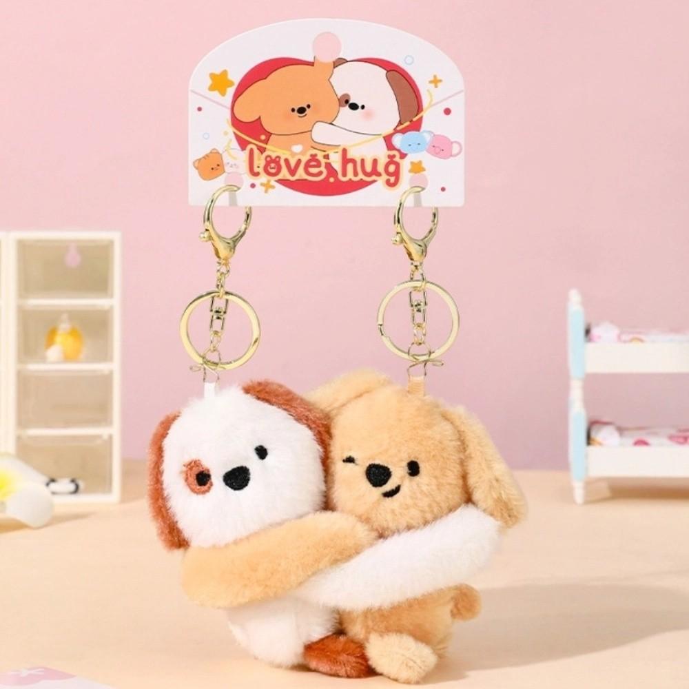 Stickable Couple Cartoon Keychains Stuffed Animal Plush Key Rings Cat Dog Plush Dolls  Men Women