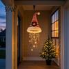 Festive Atmosphere Decoration Set Light?Up Santa Hat Hanging Chandelier DIY Kit, Warm LED Christmas String Lights Seasonal Home Accessories Pendant